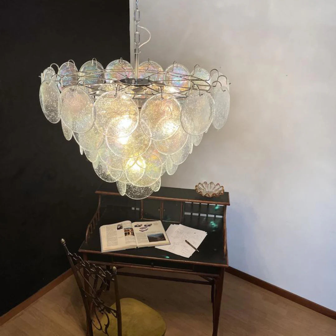 Elegant Murano Disc Iridescent Chandelier - Nuvé