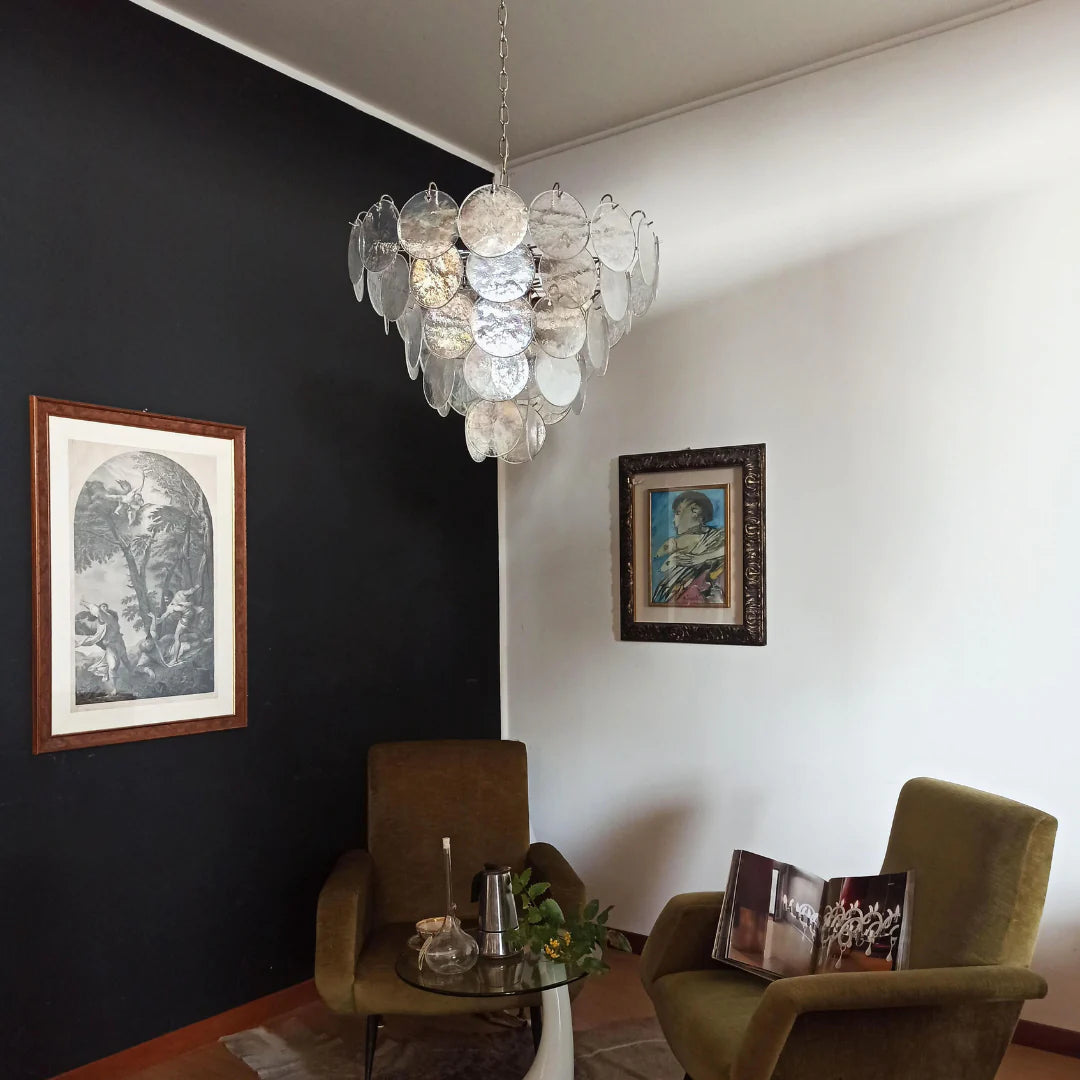 Elegant Murano Disc Iridescent Chandelier - Nuvé
