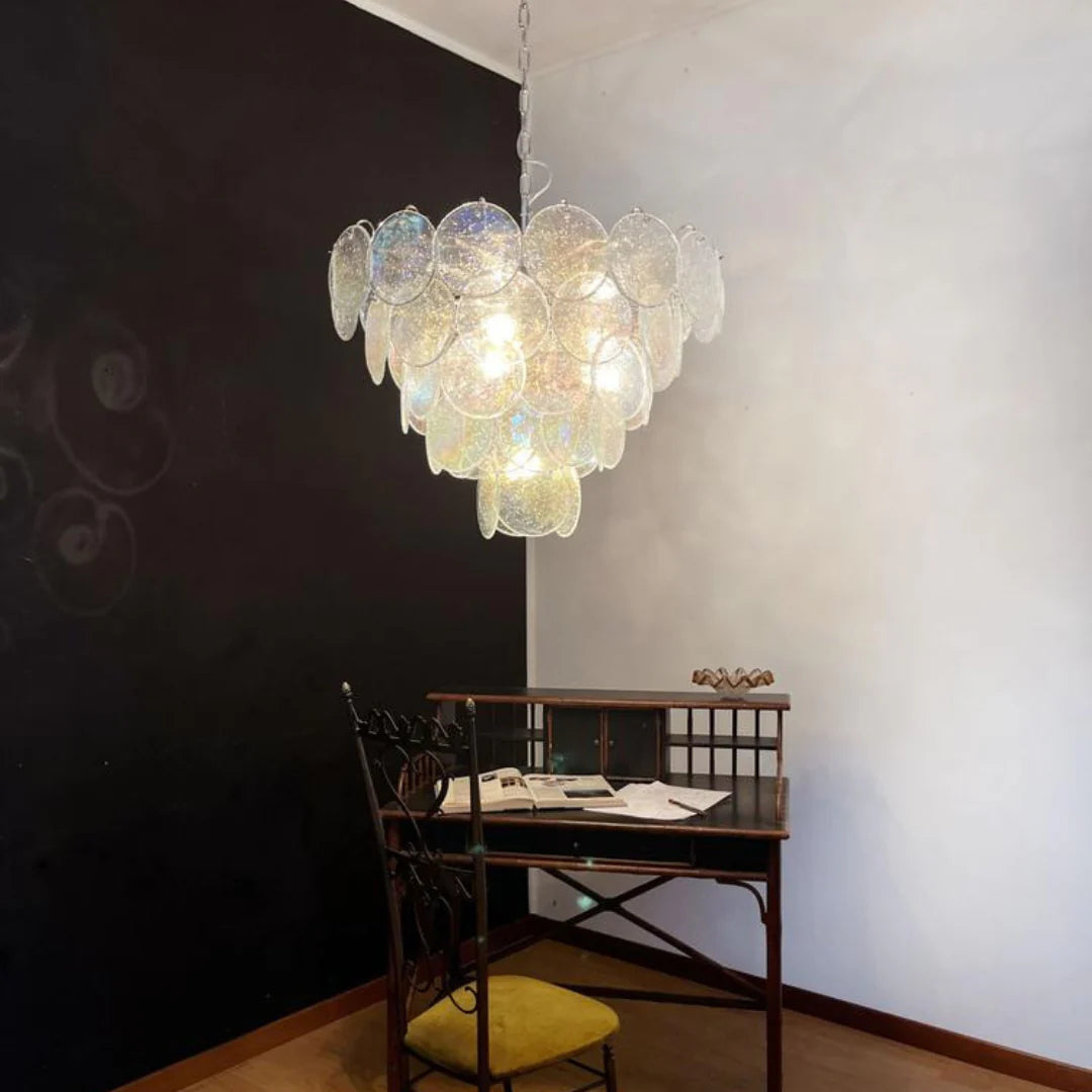 Elegant Murano Disc Iridescent Chandelier - Nuvé