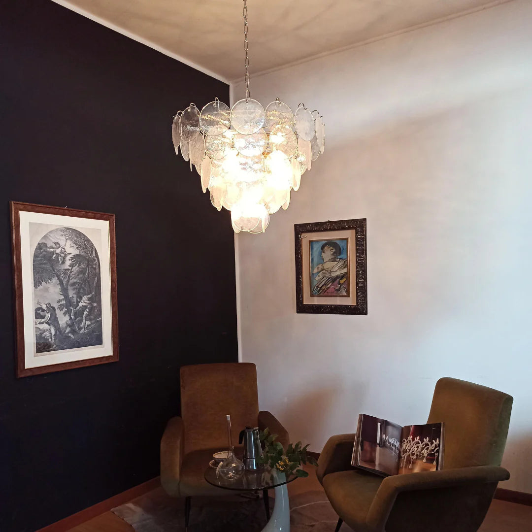 Elegant Murano Disc Iridescent Chandelier - Nuvé