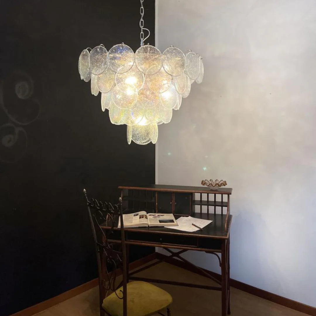 Elegant Murano Disc Iridescent Chandelier - Nuvé
