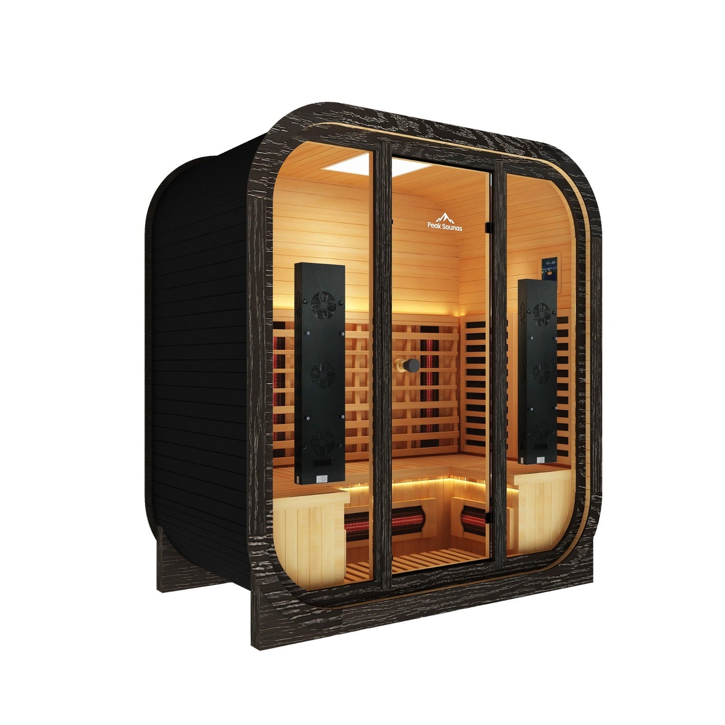 Peak Saunas El Capitan 4-Person Outdoor Full Spectrum Infrared Sauna with XL Medical-Grade Red Light Therapy and Smart WiFi App Control - Nuvé