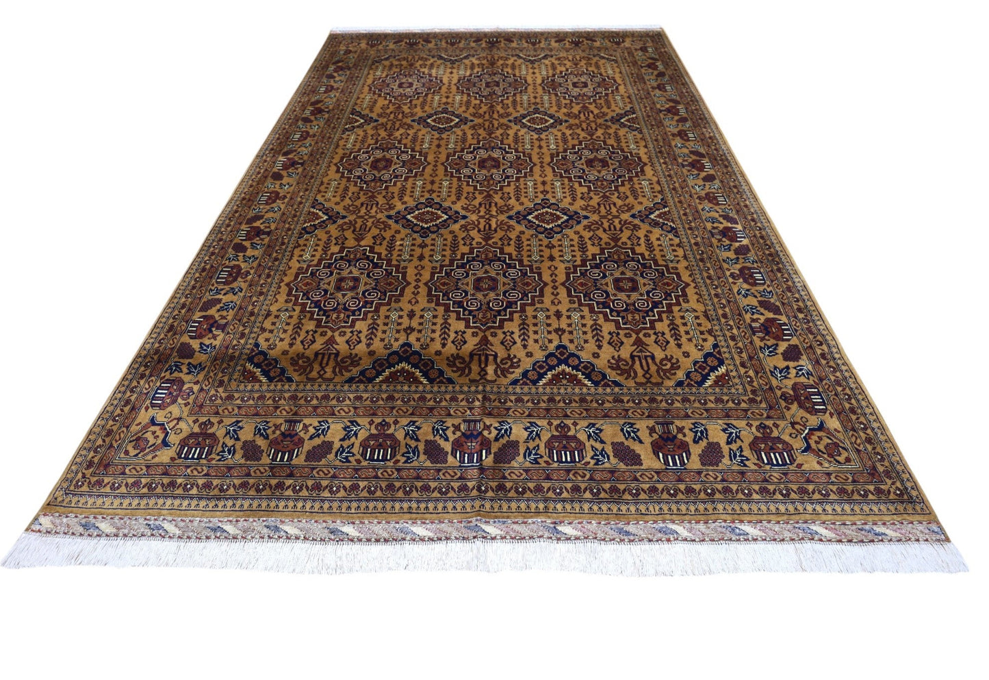 Hand-Knotted Afghani Zerkhaki Wool Rug – 6’7″ x 10’2″ - Nuvé