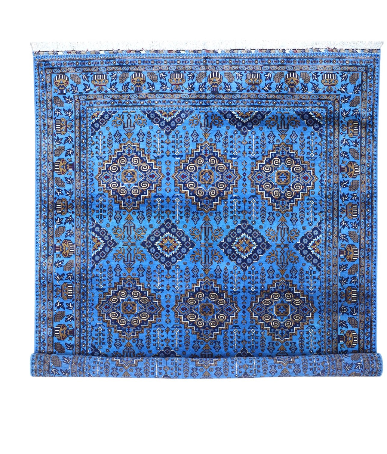 Hand-Knotted Afghani Zerkhaki Wool Rug – 6’7″ x 9’3″ - Nuvé