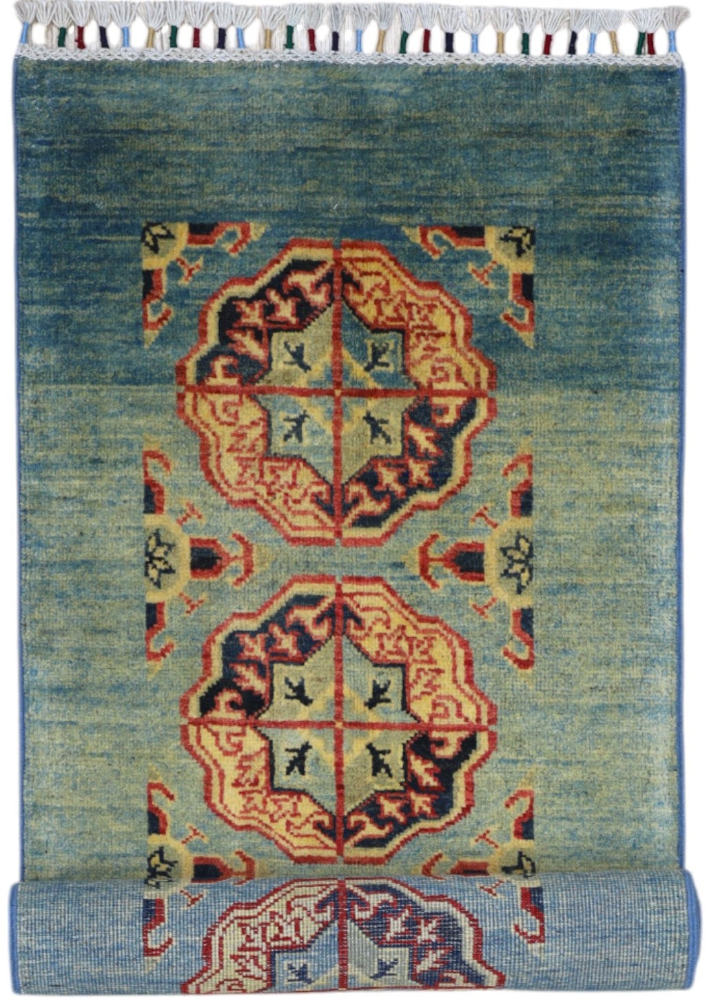 Hand-Knotted Afghani Kazak Wool Rug – 2’1″ x 5’7″ - Nuvé