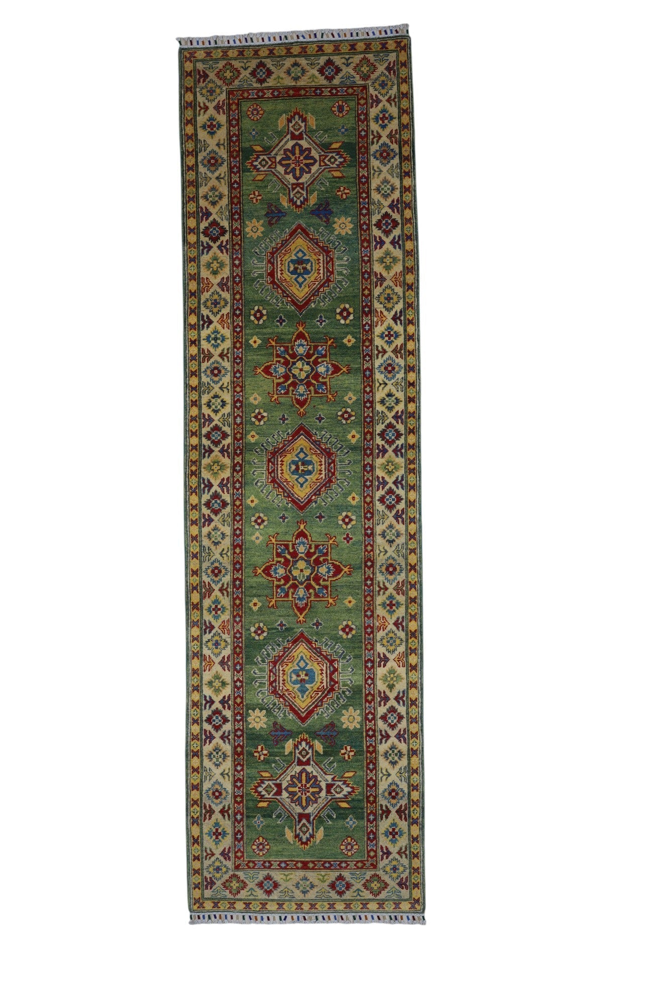 Hand-Knotted Afghani Kazak Wool Rug – 2’7″ x 9’8″ - Nuvé