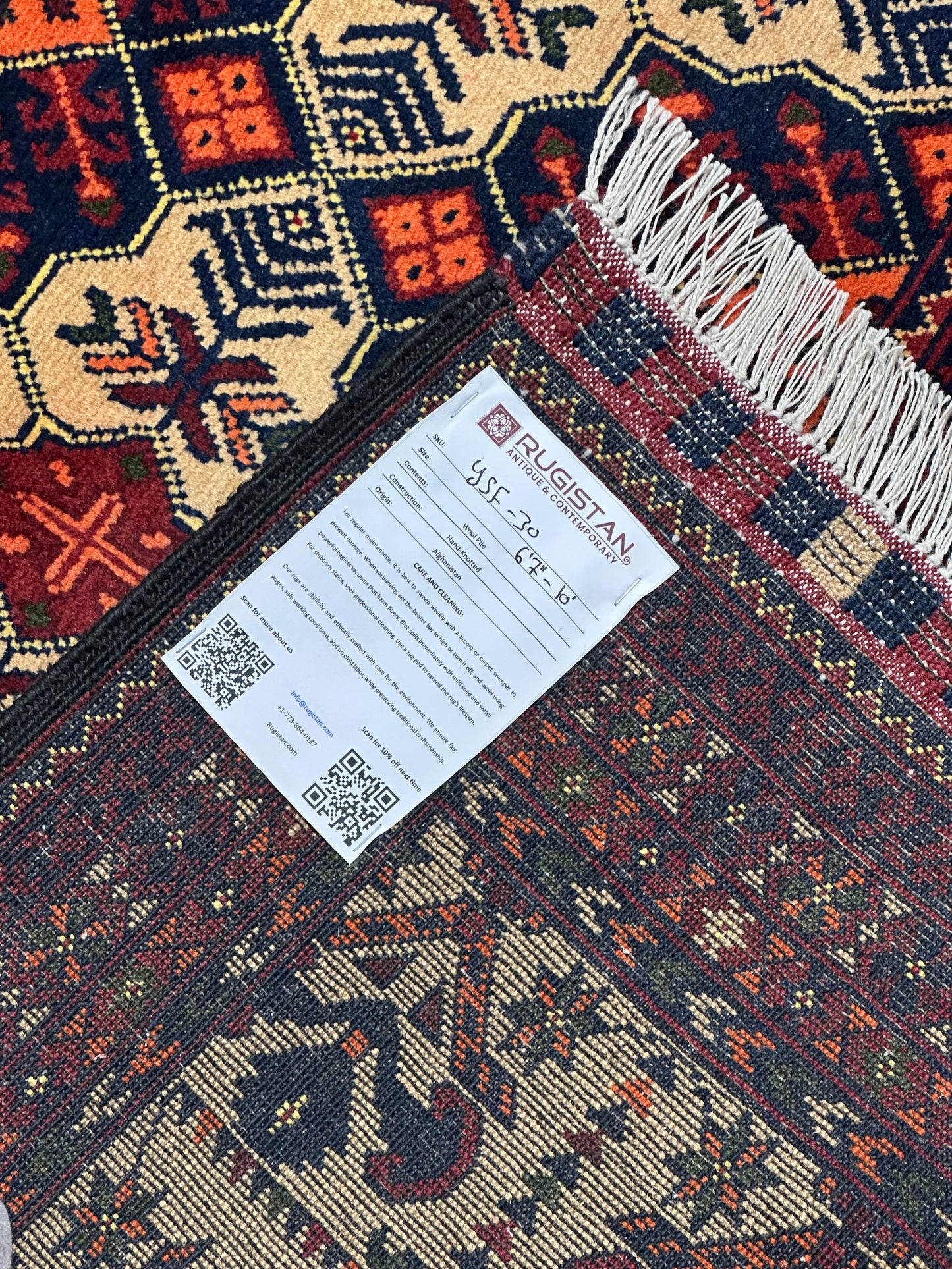 Hand-Knotted Afghani Yusufi Wool Rug – 6’7″ x 10’0″ - Nuvé