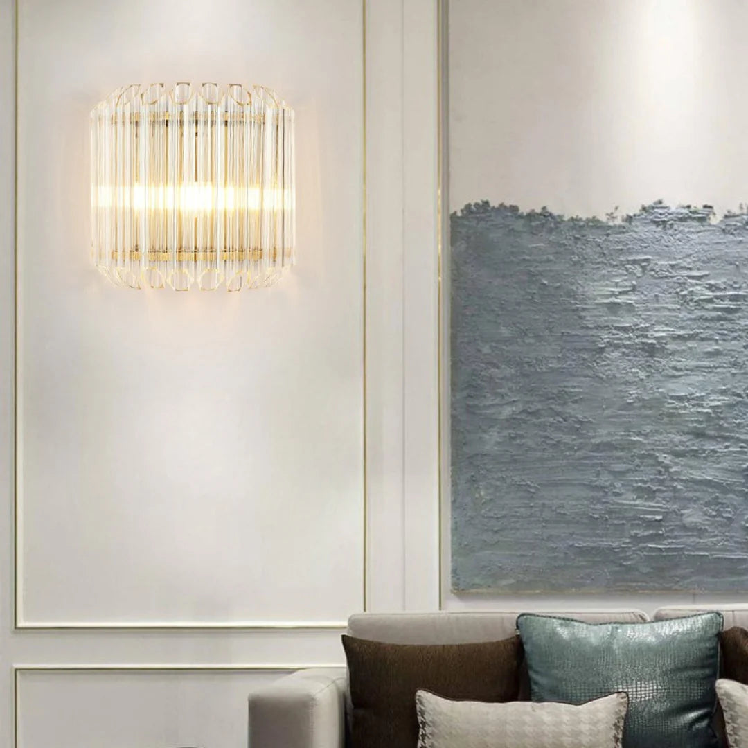 Modern Crystal Rod Brass Wall Sconce - Nuvé