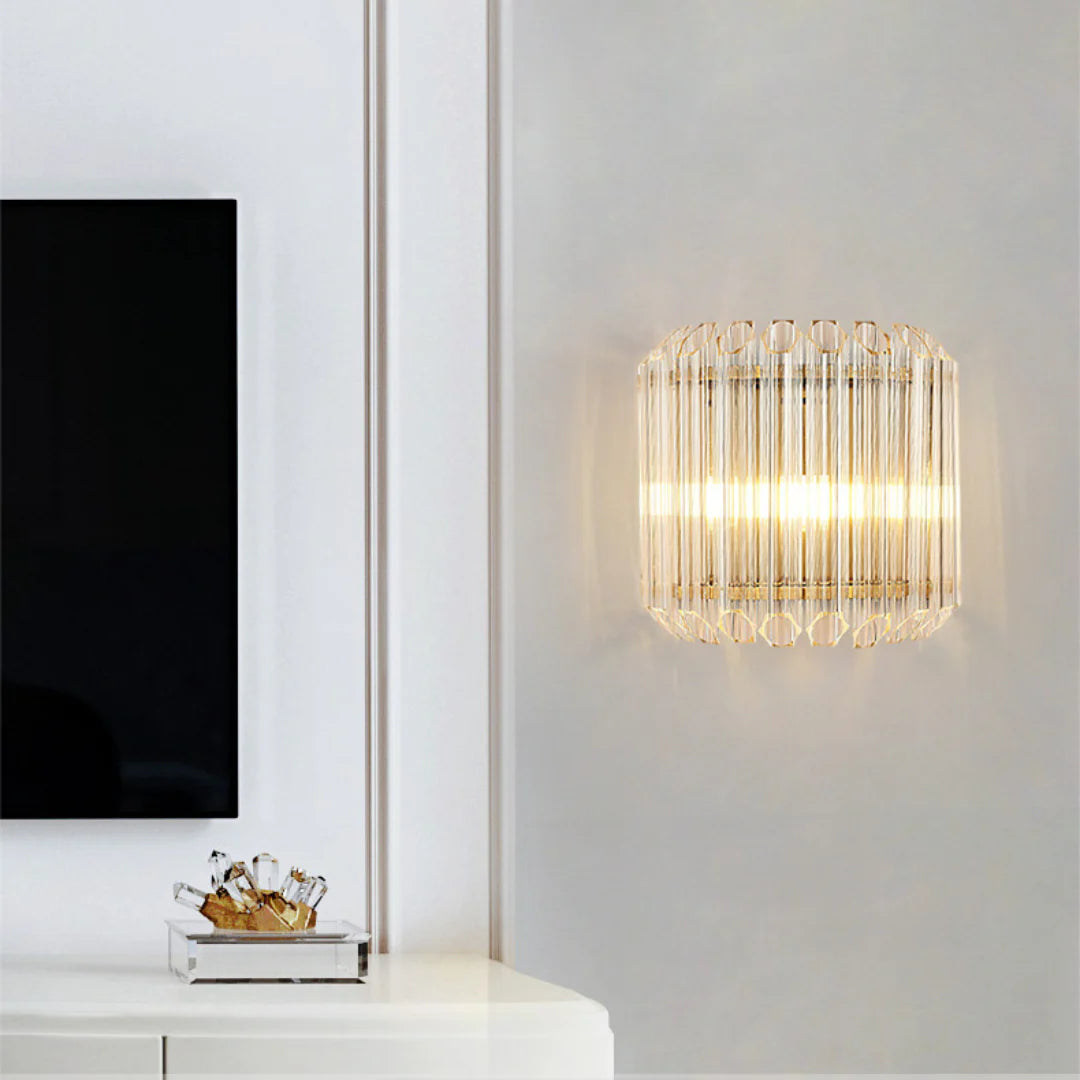 Modern Crystal Rod Brass Wall Sconce - Nuvé