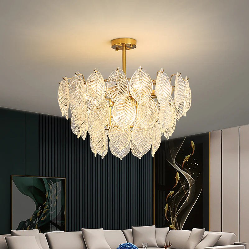 Leaf Shape Glass Modern Chandelier - Nuvé