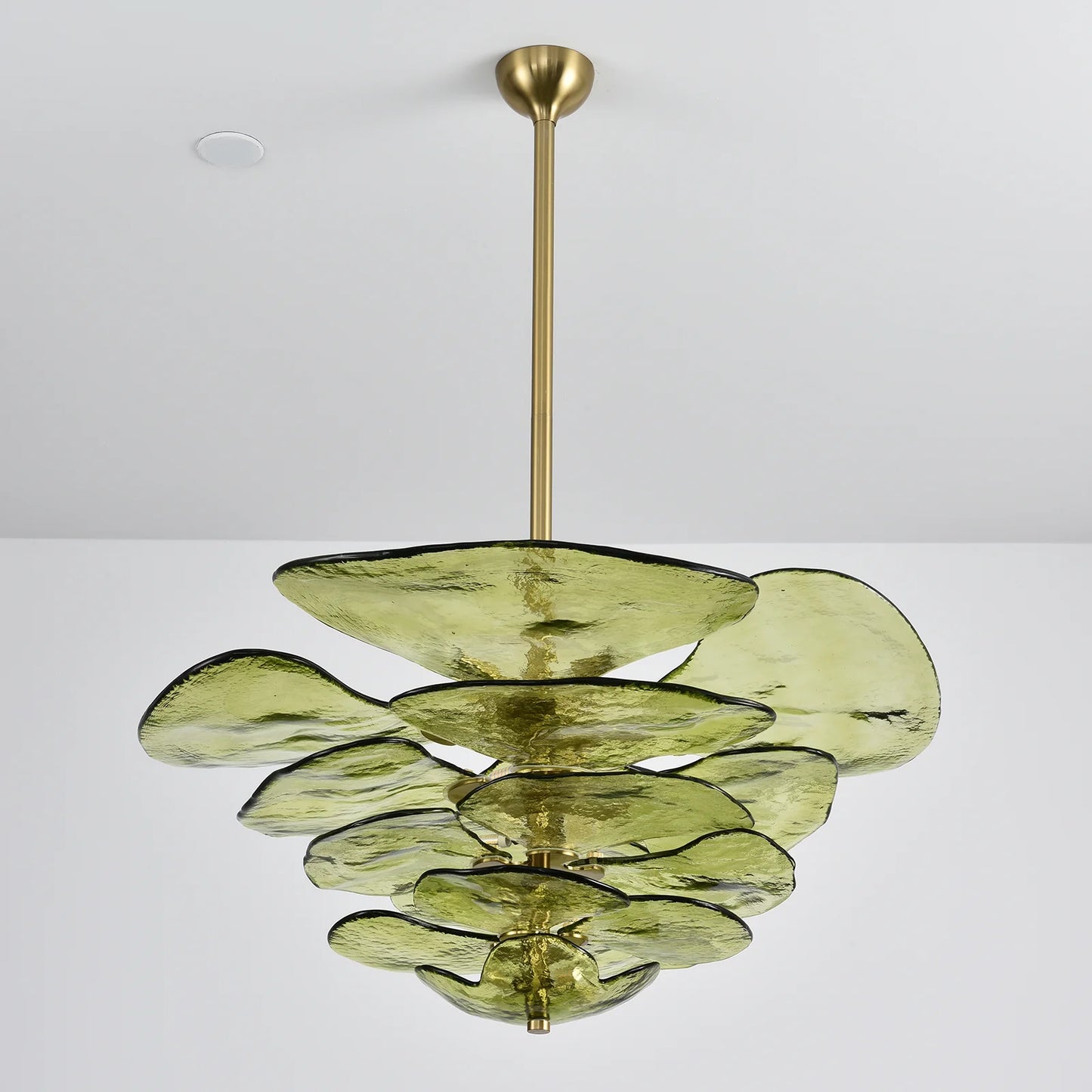 Leaf-Shaped Green Textured Glass Chandelier - Nuvé