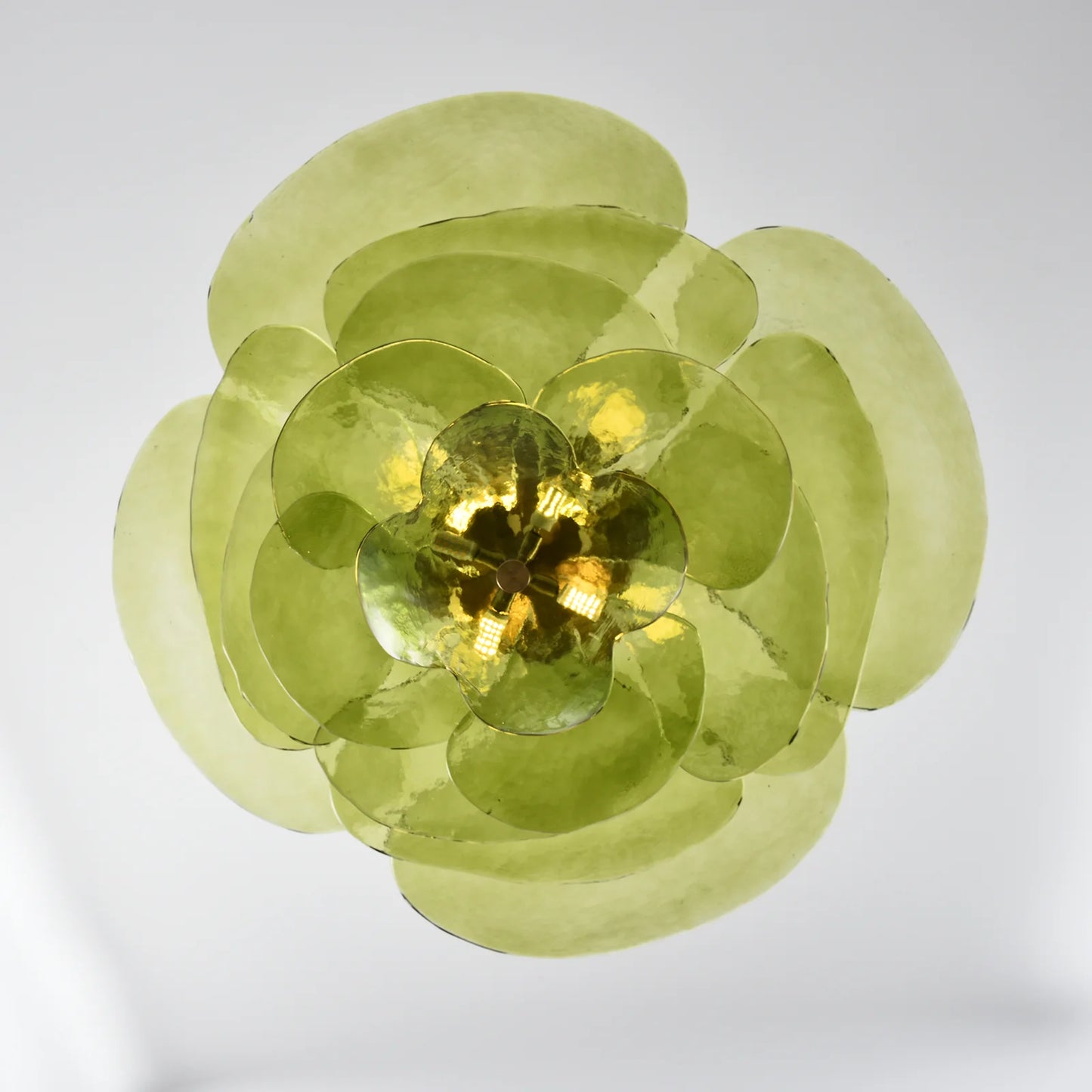 Leaf-Shaped Green Textured Glass Chandelier - Nuvé