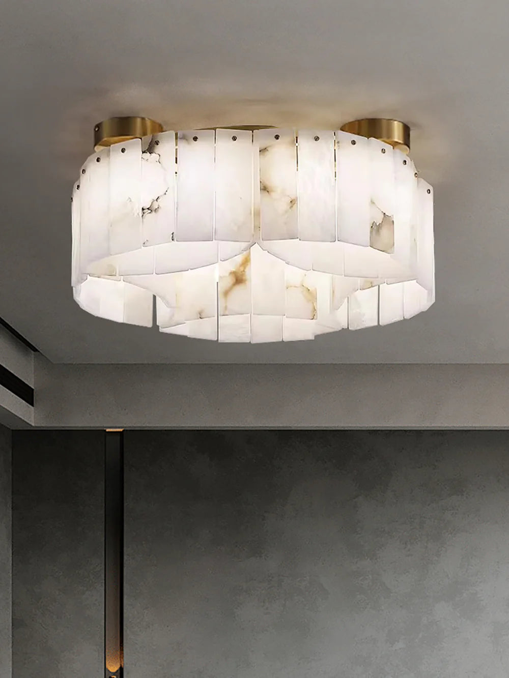 Luxe White Alabaster Ceiling Lamp - Nuvé