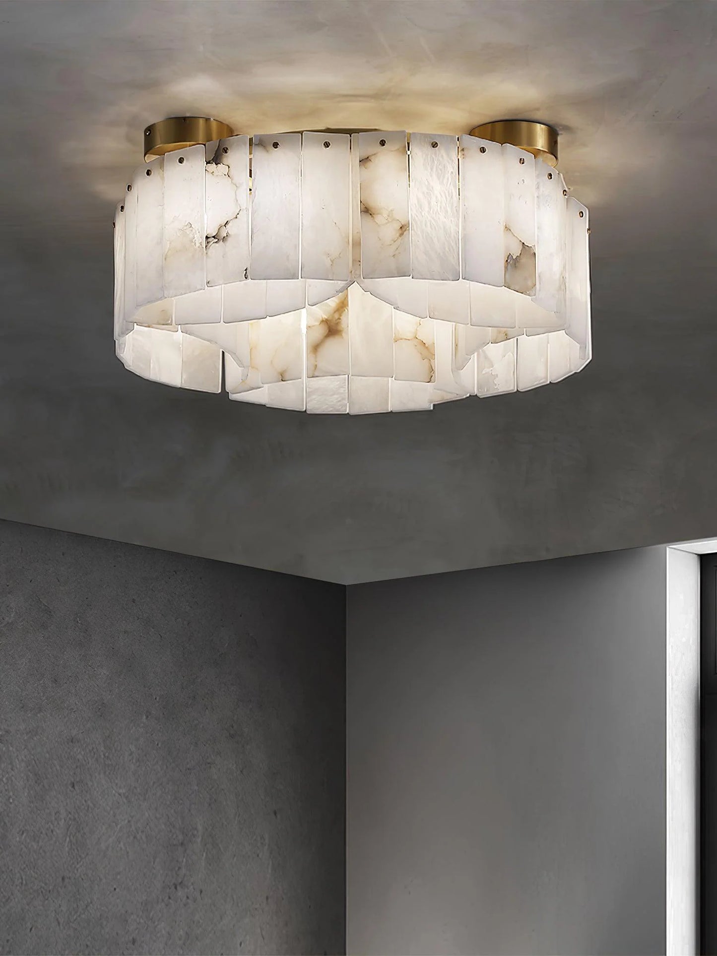 Luxe White Alabaster Ceiling Lamp - Nuvé