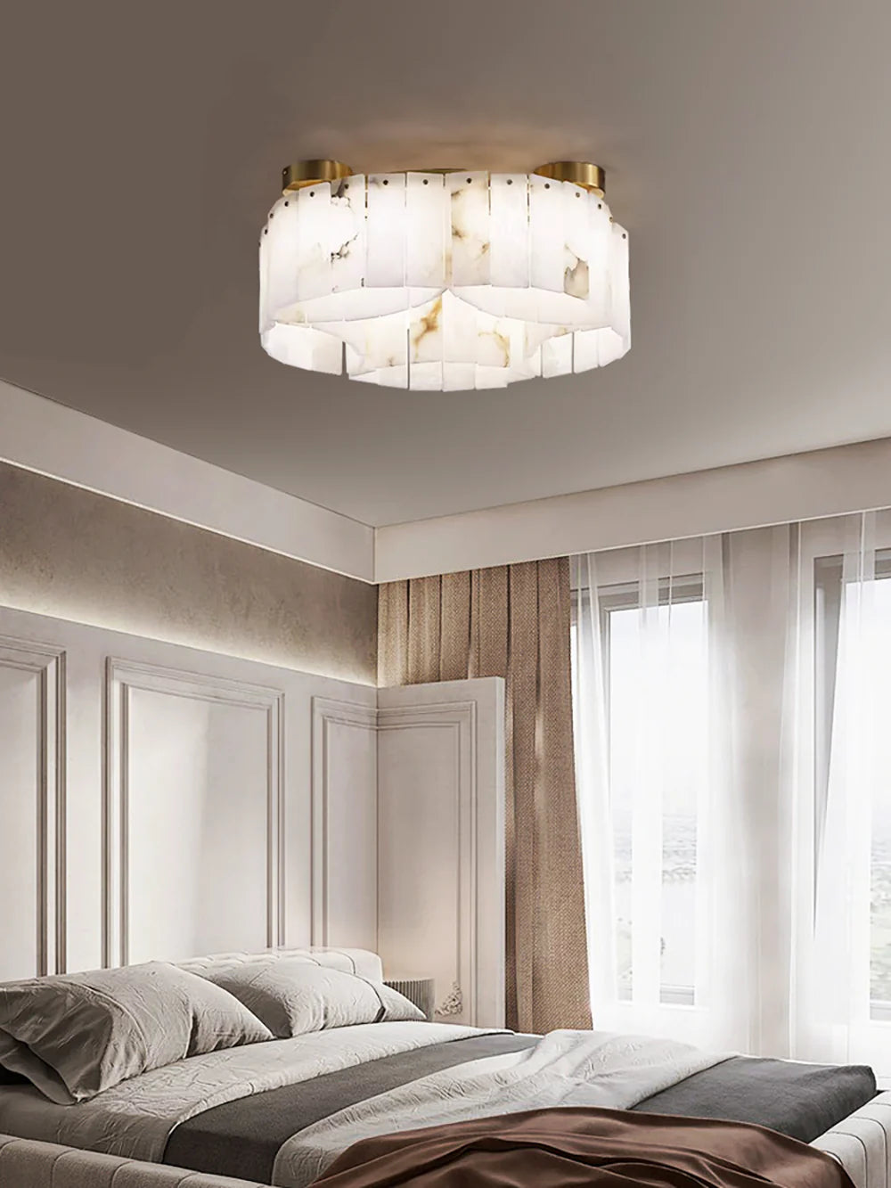 Luxe White Alabaster Ceiling Lamp - Nuvé