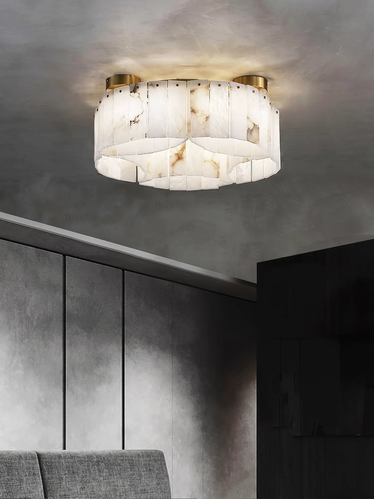 Luxe White Alabaster Ceiling Lamp - Nuvé
