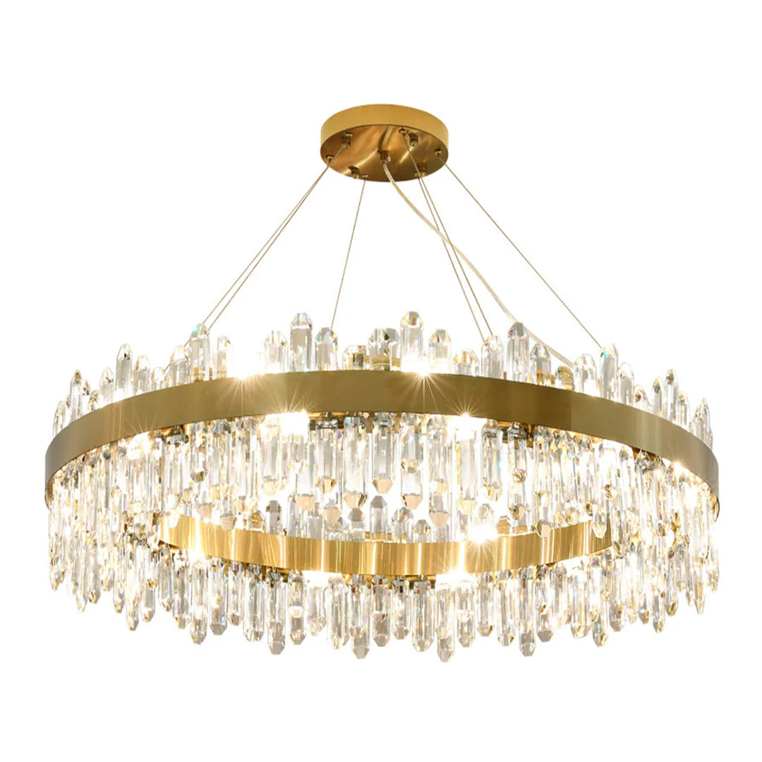 Round Luxury Crystal Column Chandelier