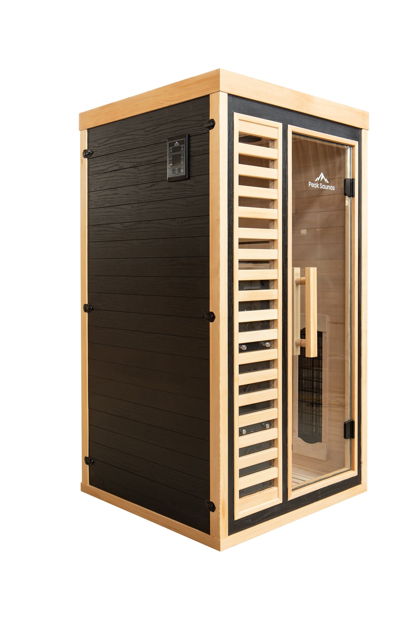 Peak Saunas Shasta 1-Person Full Spectrum Infrared Sauna with XL Medical-Grade Red Light Therapy & Smart WiFi App Control - Nuvé