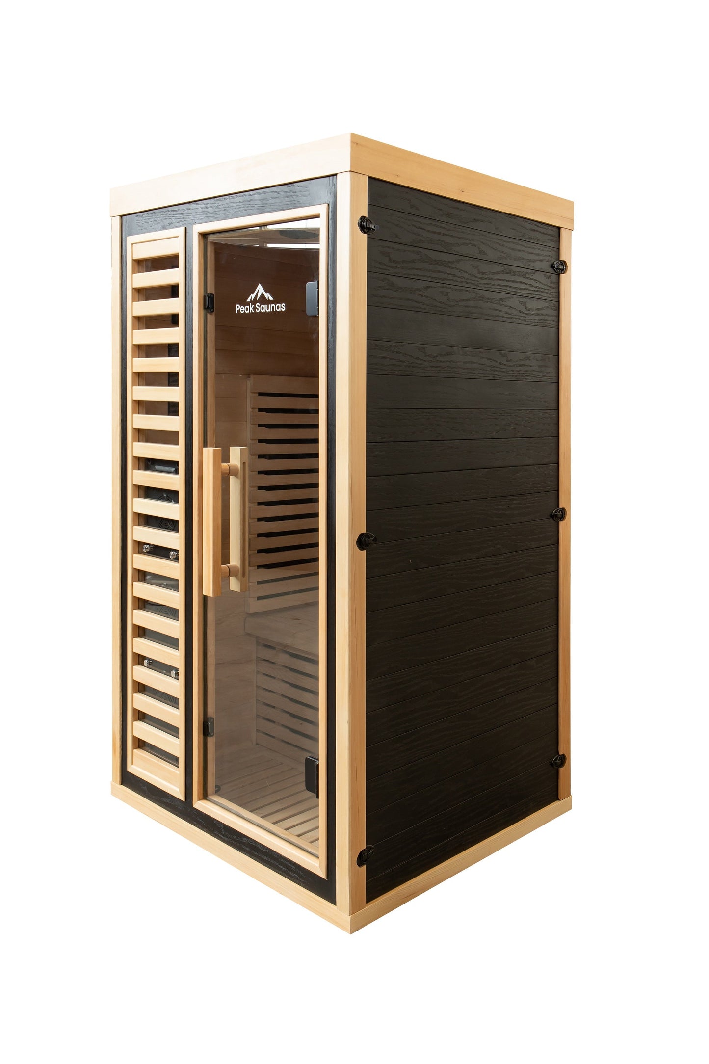 Peak Saunas Shasta 1-Person Full Spectrum Infrared Sauna with XL Medical-Grade Red Light Therapy & Smart WiFi App Control - Nuvé
