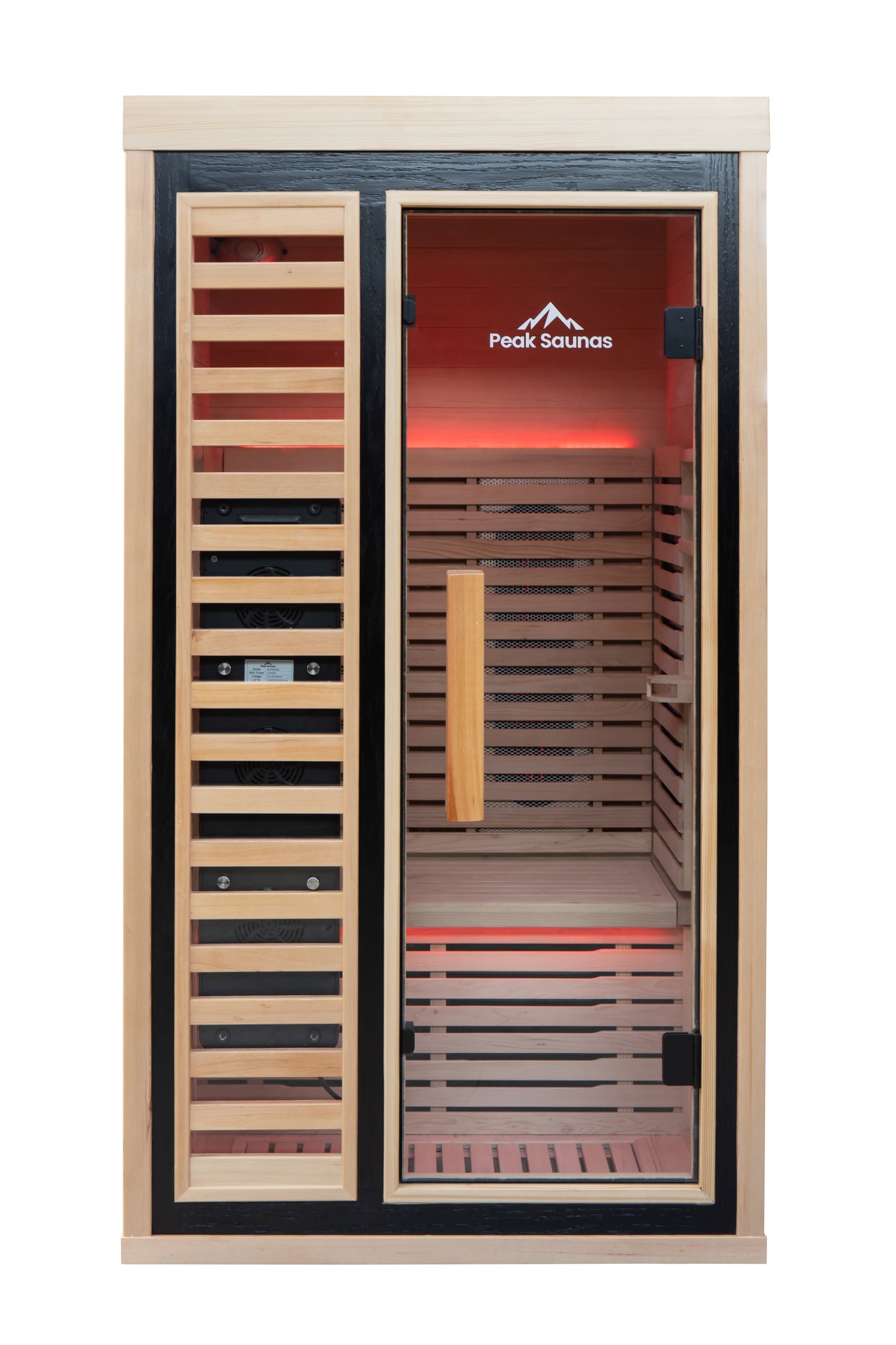 Peak Saunas Shasta 1-Person Full Spectrum Infrared Sauna with XL Medical-Grade Red Light Therapy & Smart WiFi App Control - Nuvé
