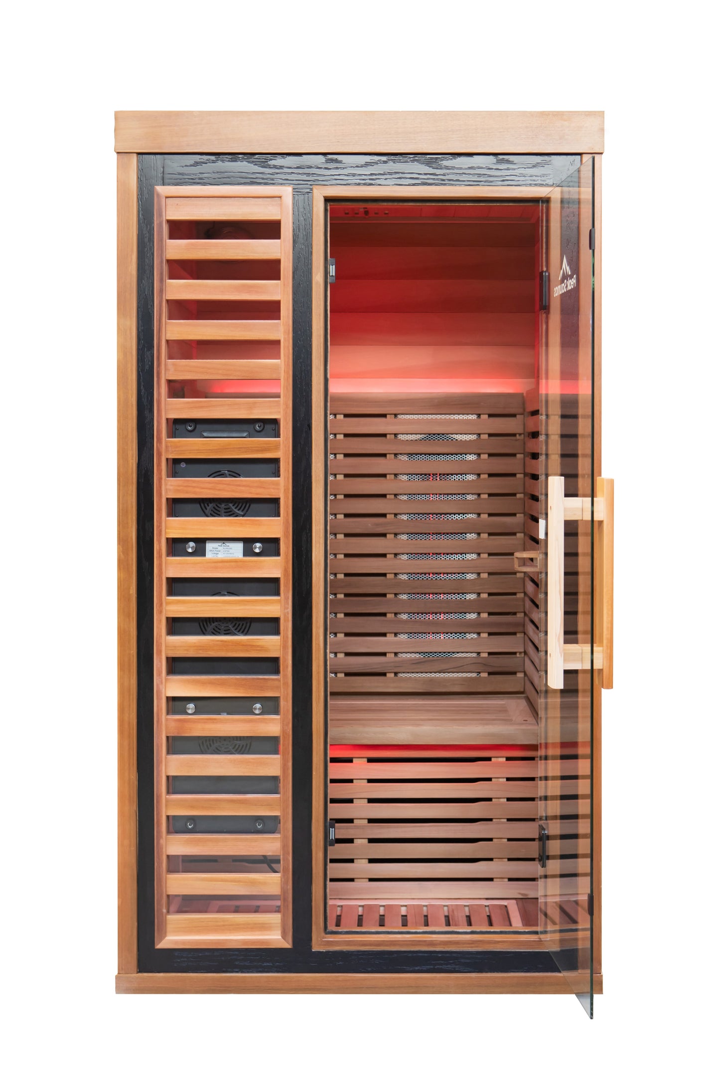 Peak Saunas Rainier 1-Person Full Spectrum Infrared Sauna with XL Medical-Grade Red Light Therapy & Smart WiFi App Control - Nuvé