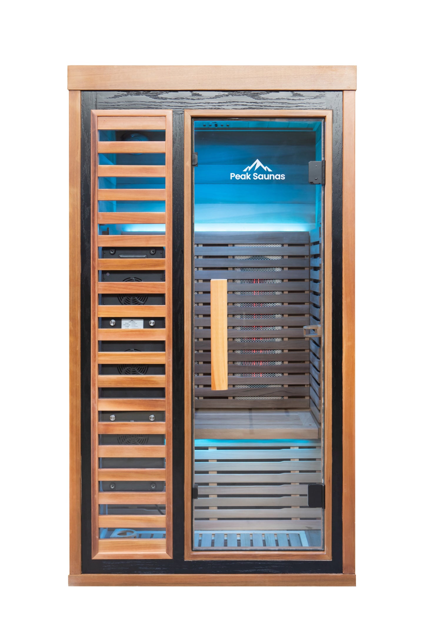 Peak Saunas Rainier 1-Person Full Spectrum Infrared Sauna with XL Medical-Grade Red Light Therapy & Smart WiFi App Control - Nuvé