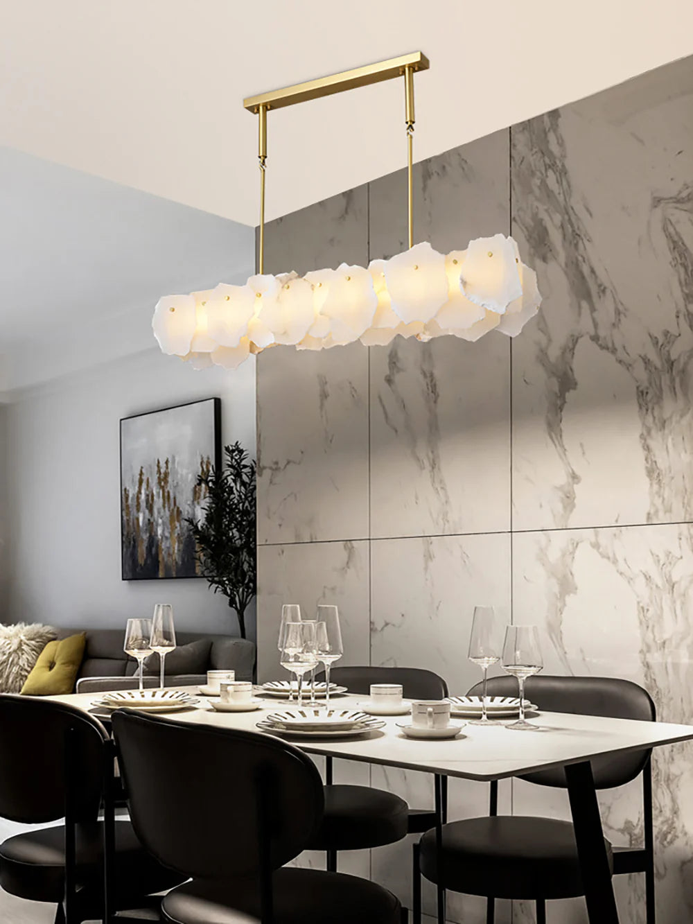 Linear Magari Alabaster Chandelier - Nuvé