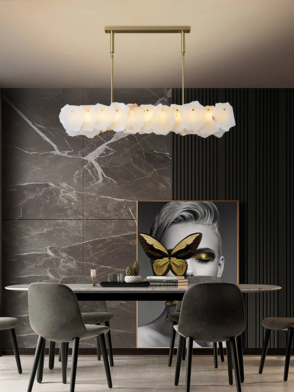 Linear Magari Alabaster Chandelier - Nuvé