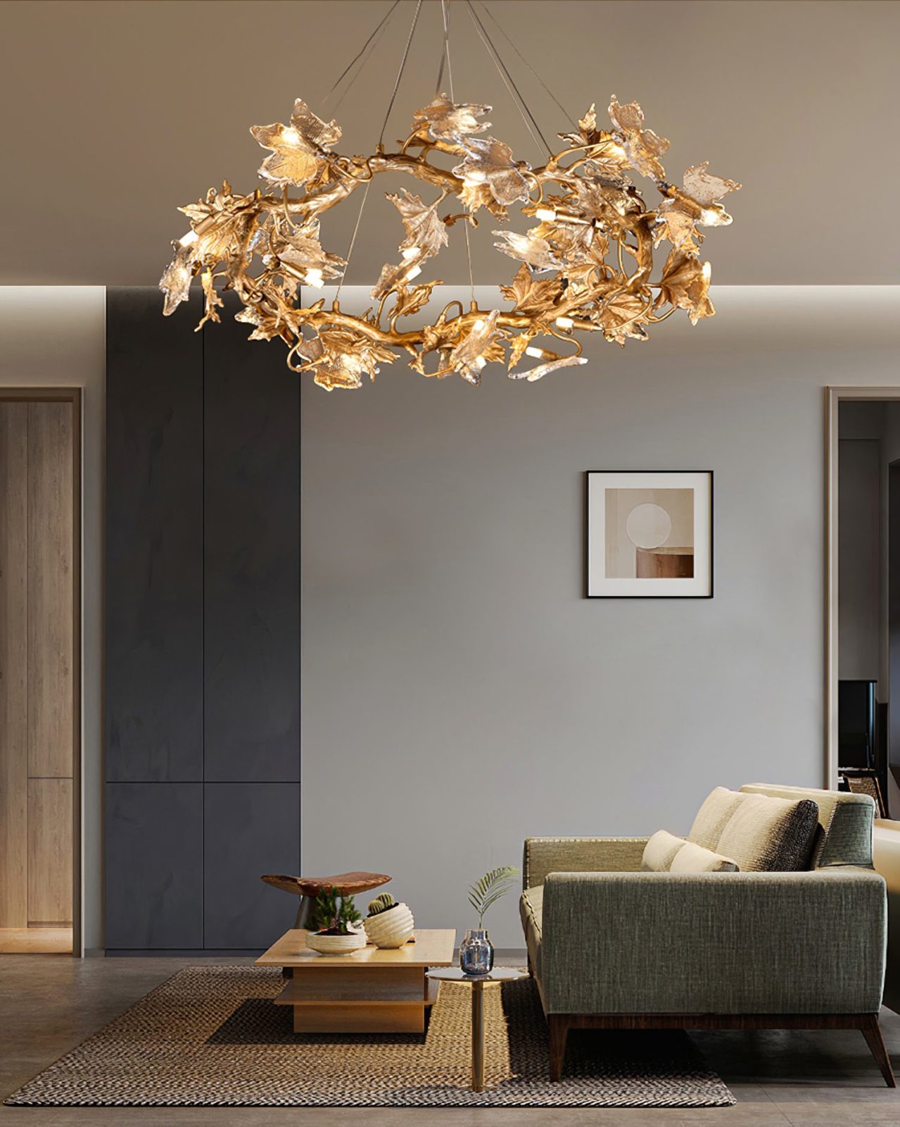 Maple Leaf Brass Chandelier - Nuvé