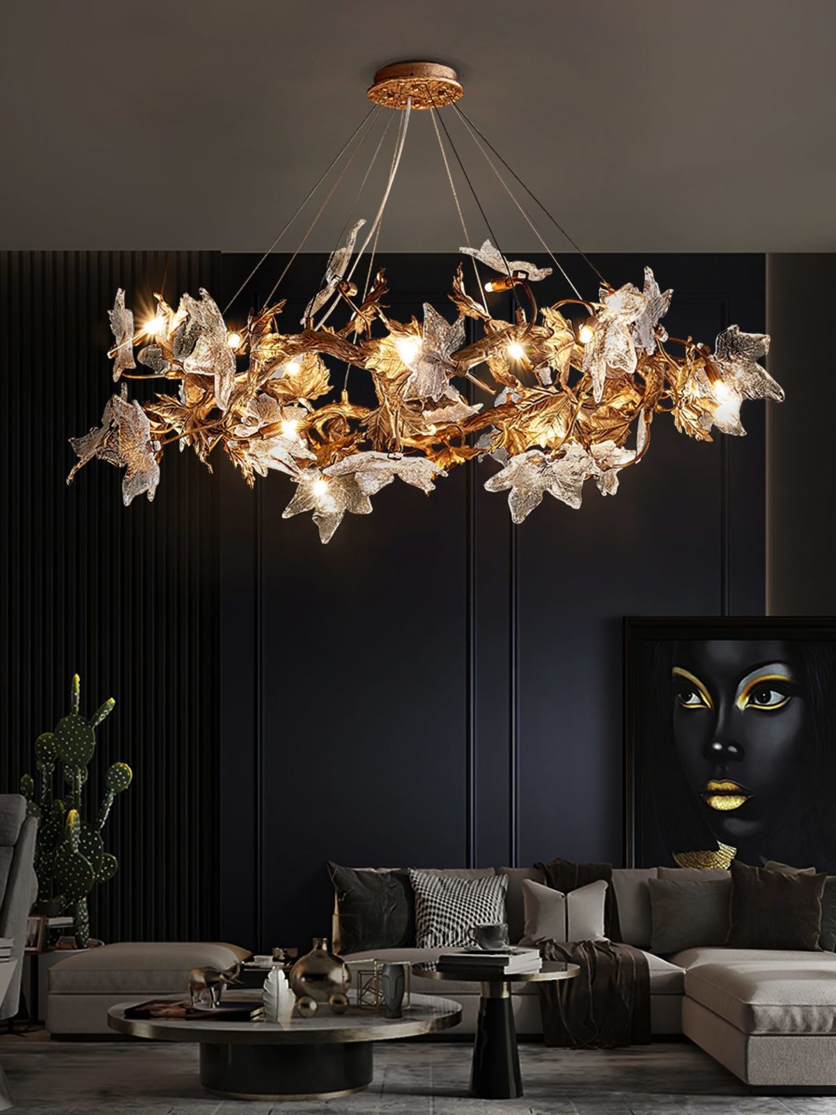 Maple Leaf Brass Chandelier - Nuvé