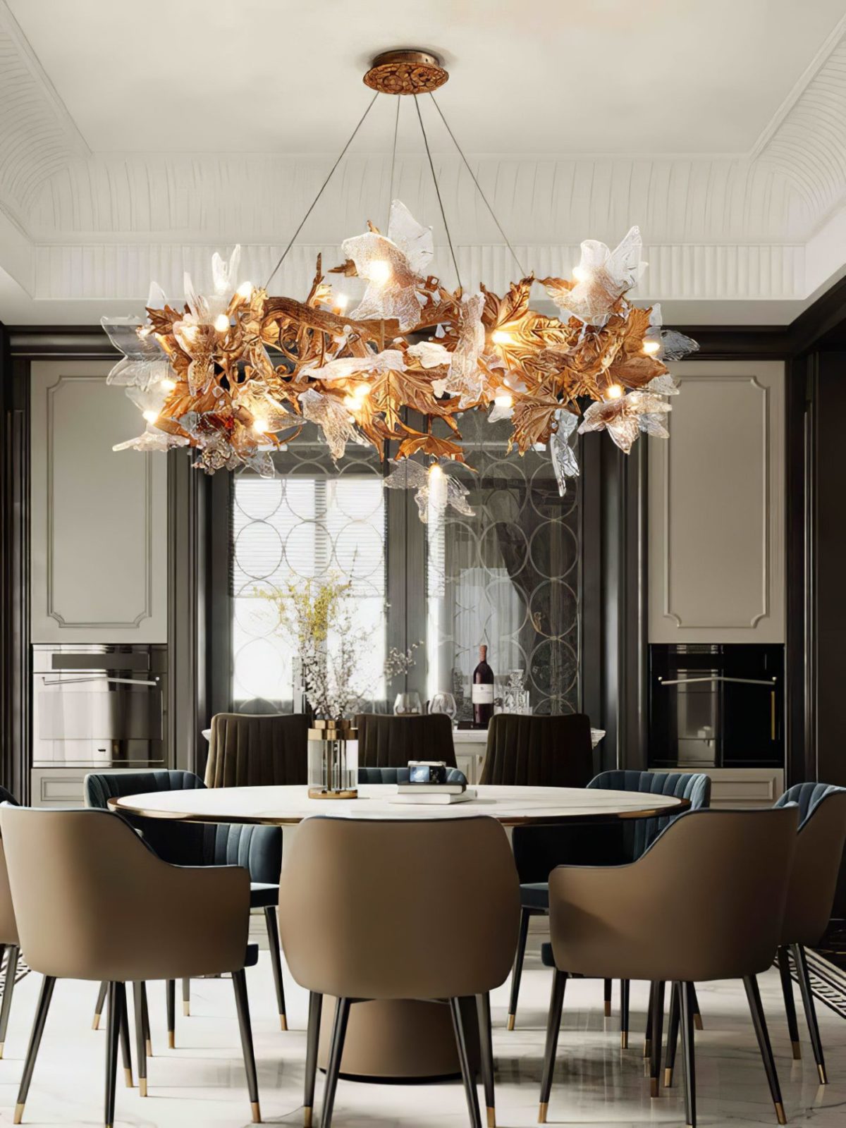 Maple Leaf Brass Chandelier - Nuvé
