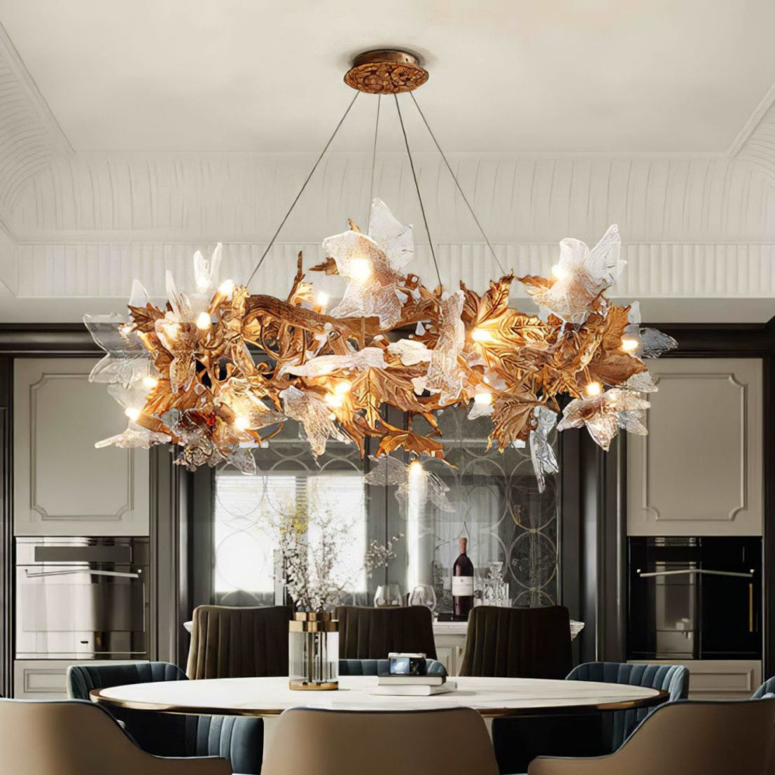 Maple Leaf Brass Chandelier - Nuvé