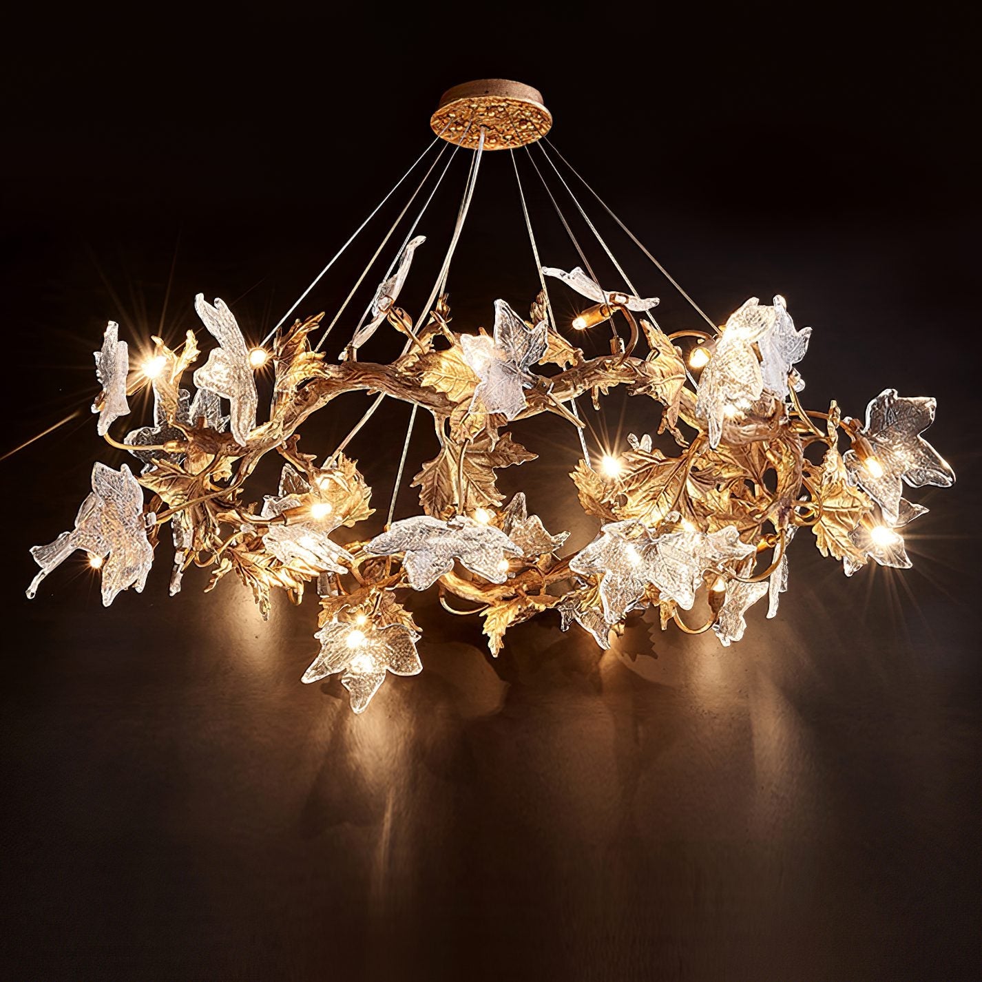 Maple Leaf Brass Chandelier - Nuvé