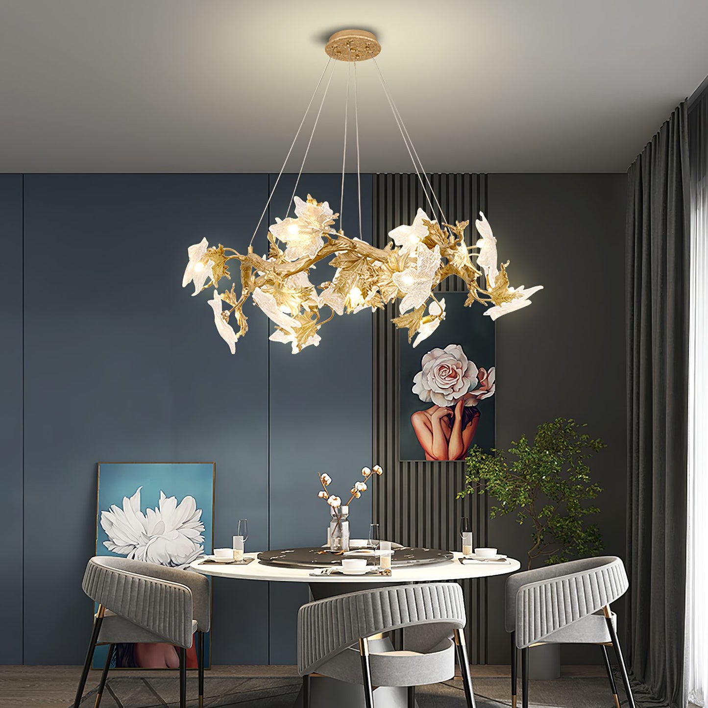 Maple Leaf Brass Chandelier - Nuvé
