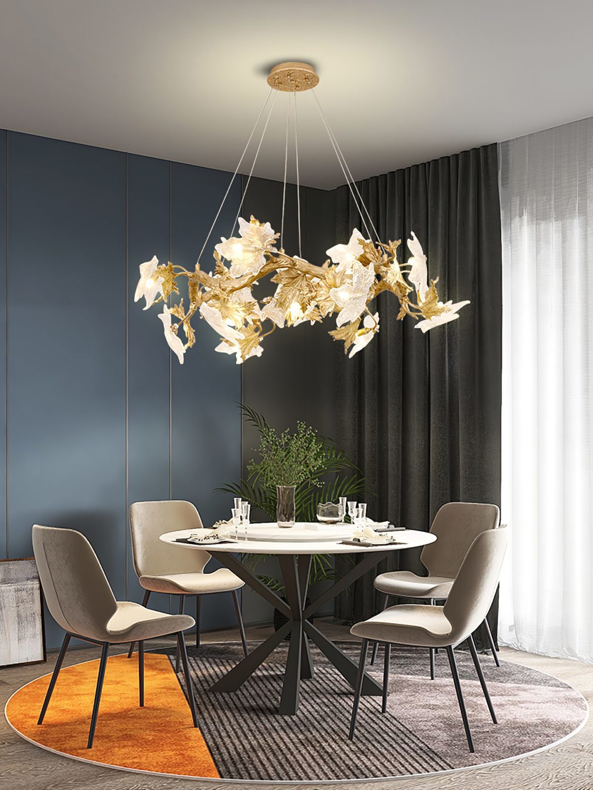 Maple Leaf Brass Chandelier - Nuvé