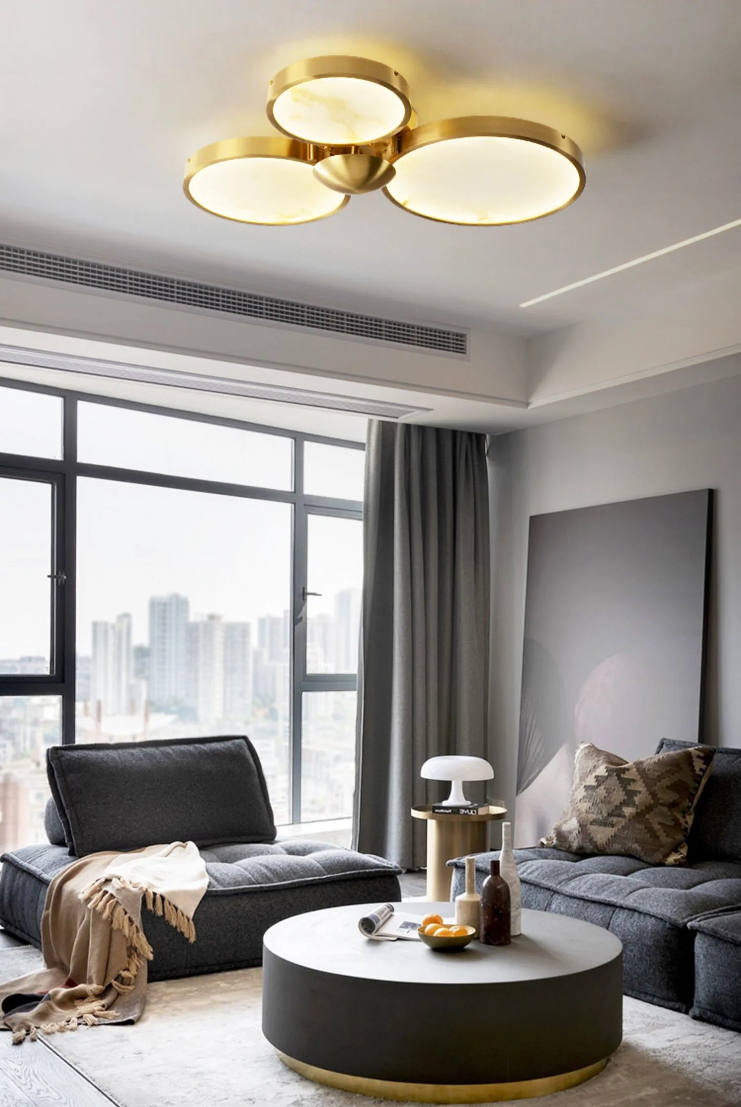 Alabaster 3 Heads Disc Ceiling Light - Nuvé