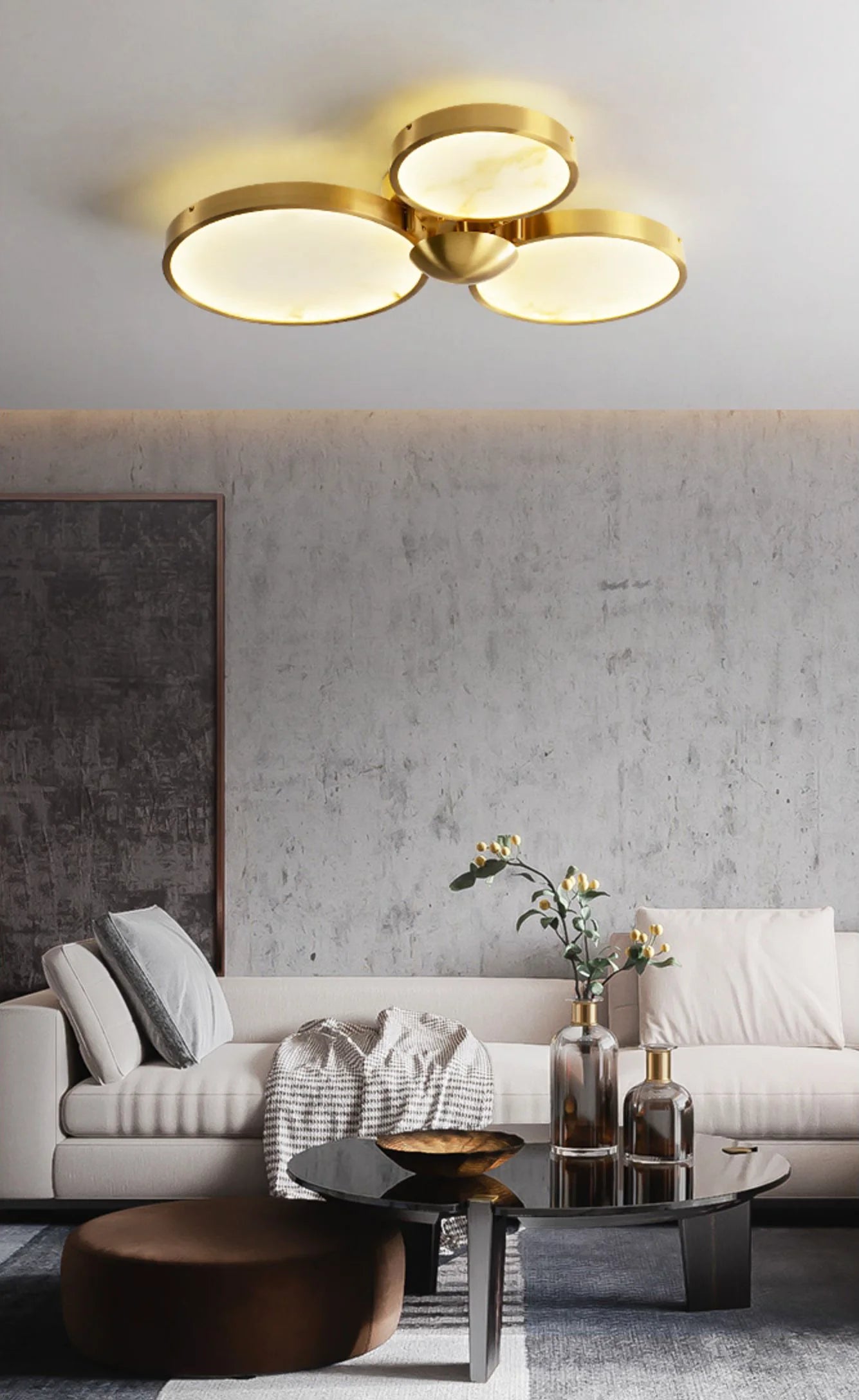 Alabaster 3 Heads Disc Ceiling Light - Nuvé