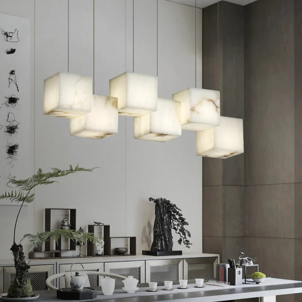 Simple Alabaster Box chandelier - Nuvé