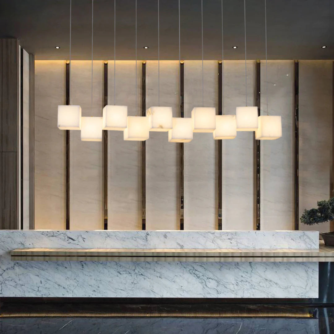 Simple Alabaster Box chandelier - Nuvé