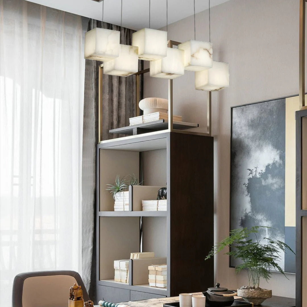 Simple Alabaster Box chandelier - Nuvé
