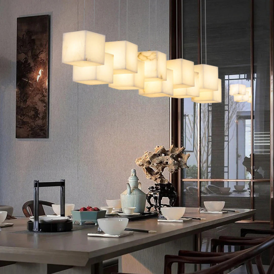 Simple Alabaster Box chandelier - Nuvé
