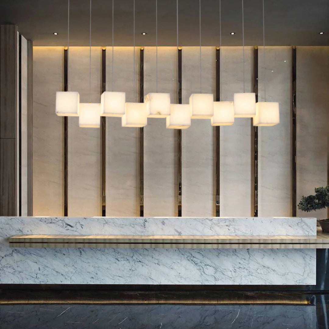 Simple Alabaster Box chandelier - Nuvé