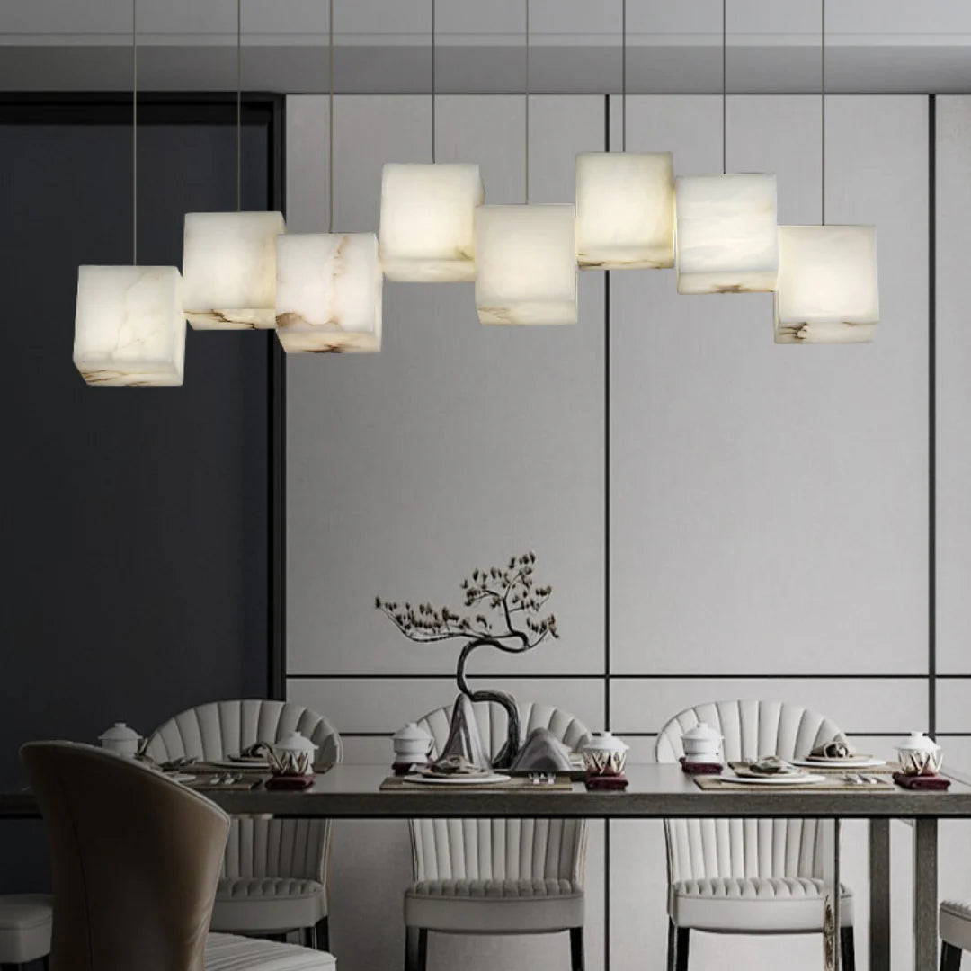 Simple Alabaster Box chandelier - Nuvé