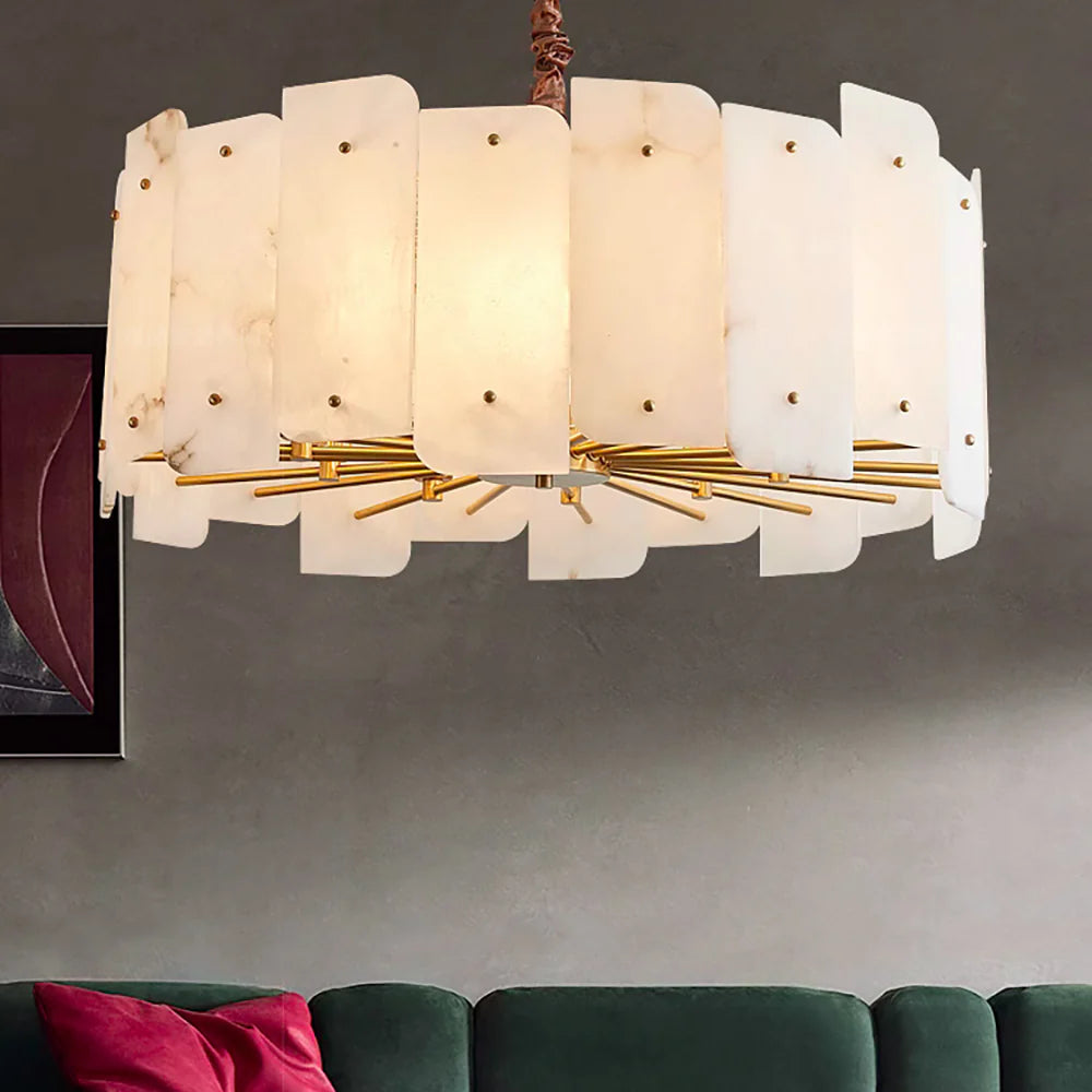 Alabaster Lorry Round Copper Chandelier - Nuvé