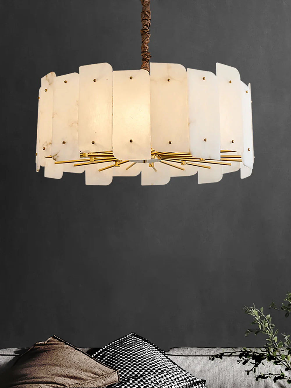 Alabaster Lorry Round Copper Chandelier - Nuvé
