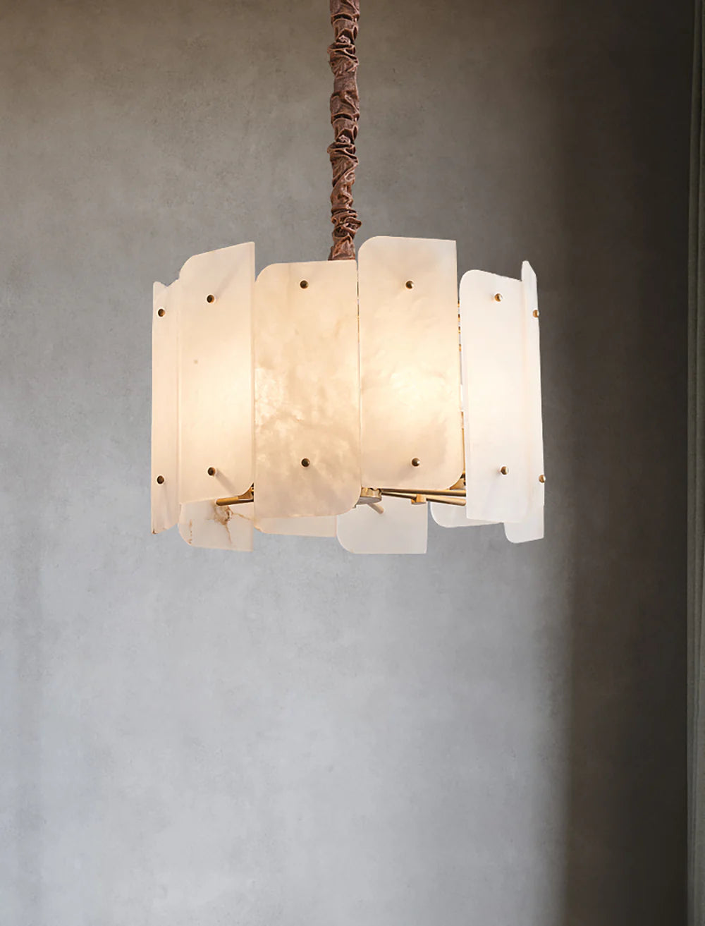 Alabaster Lorry Round Copper Chandelier - Nuvé
