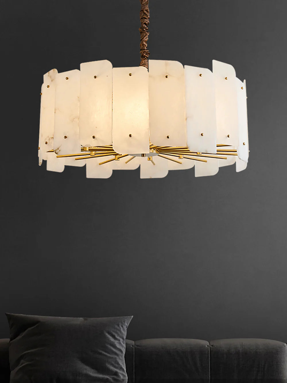 Alabaster Lorry Round Copper Chandelier - Nuvé