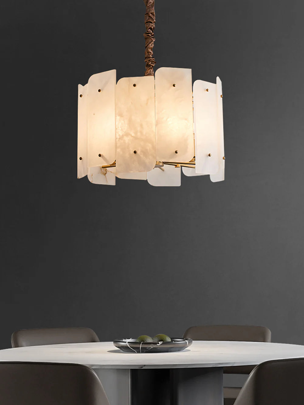 Alabaster Lorry Round Copper Chandelier - Nuvé
