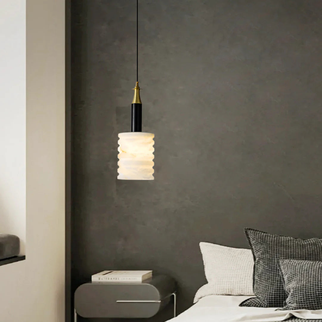 Modern Cylindrical Alabaster Pendant Lamp - Nuvé