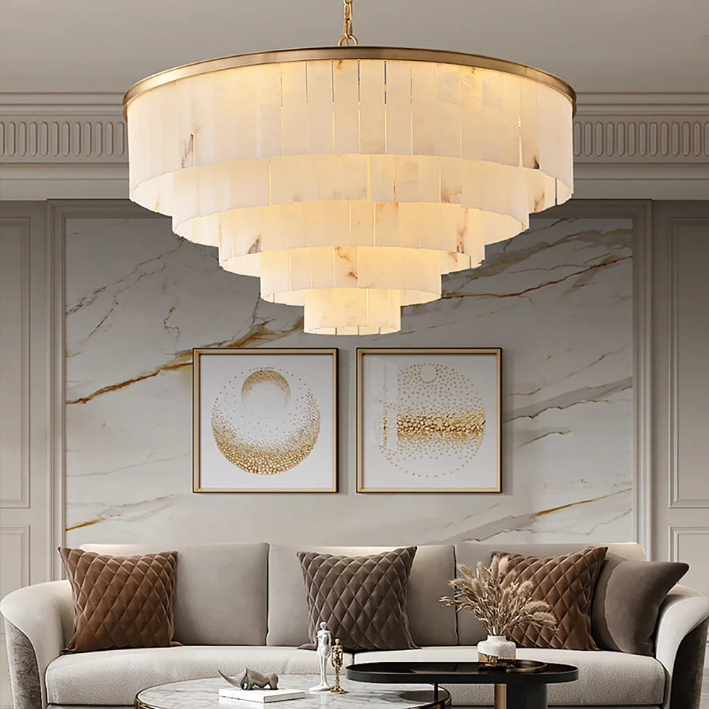 Modern Marble Tiered Chandelier - Nuvé
